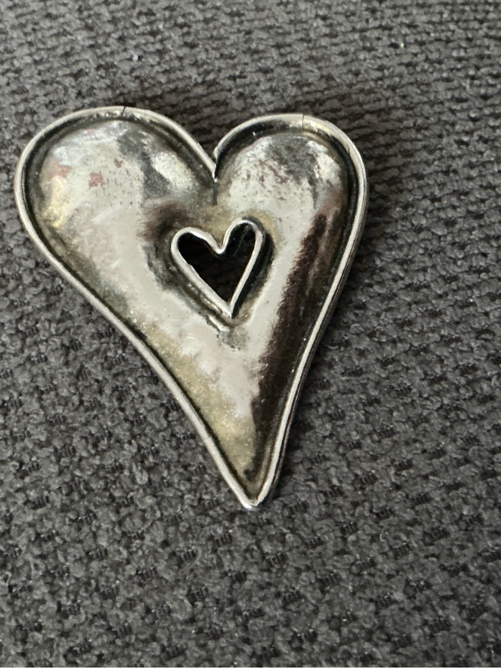 Silver Tone Heart  Brooch